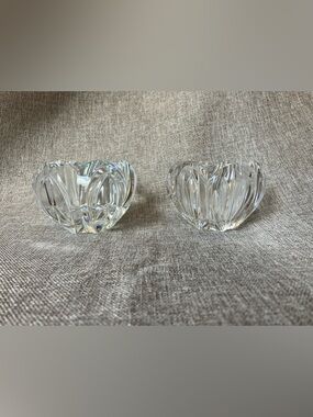 Pair Of Stunning Waterford Crystal Voltive Candle Holders with Etched Signatures